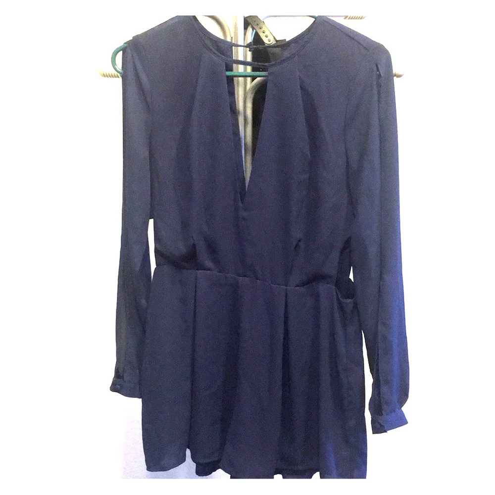 Navy Blue Long CutOut Sleeve Romper